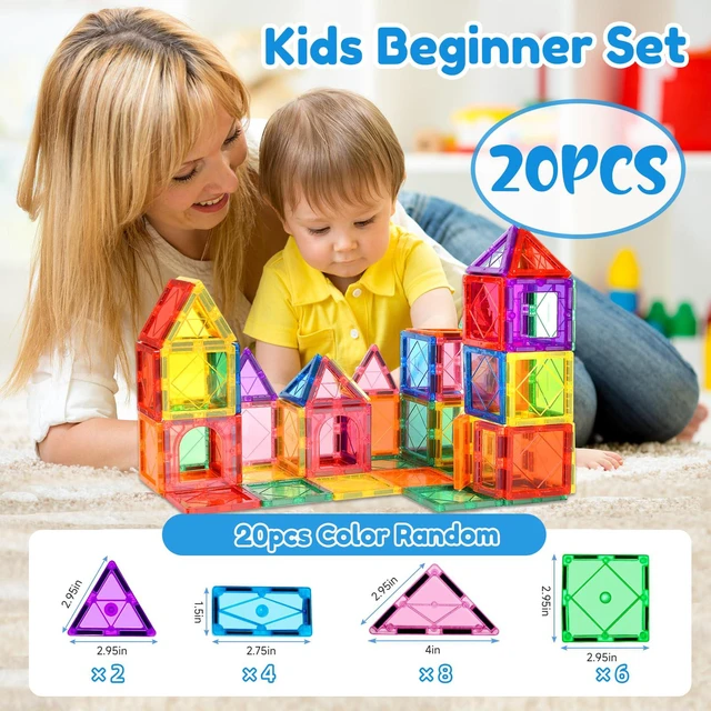 Alt view image 6 of 7 - Magnetic Tiles for Kids Ages 3-5 4-8 Magnetic Blocks Creative Toys | Magnet Building Block for 3+ Year Old Boys Girls Toddler,Colorful Preschool Educational Construction Christmas Birthday Gifts