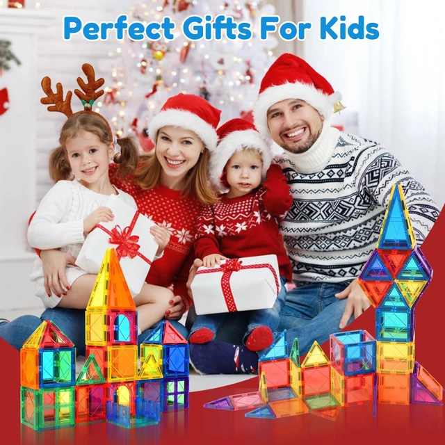 Alt view image 7 of 7 - Magnetic Tiles for Kids Ages 3-5 4-8 Magnetic Blocks Creative Toys | Magnet Building Block for 3+ Year Old Boys Girls Toddler,Colorful Preschool Educational Construction Christmas Birthday Gifts