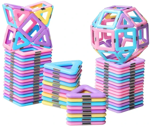Main image of Magnetic Tiles Toys for 3 4 5 6 7 8+ Year Old Girls Boys Toddlers | Magnetic Blocks Building Macaron Castle Set for Creativity Educational Toys for Kids Age 3-6 Christmas Birthday Gifts