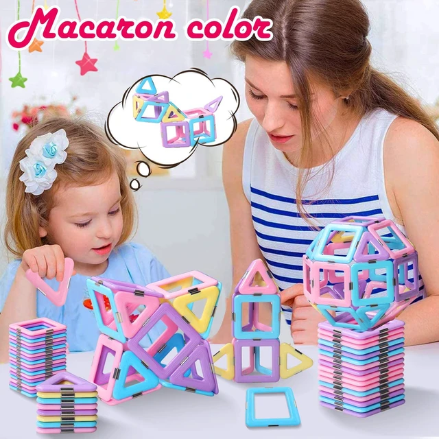 Alt view image 2 of 7 - Magnetic Tiles Toys for 3 4 5 6 7 8+ Year Old Girls Boys Toddlers | Magnetic Blocks Building Macaron Castle Set for Creativity Educational Toys for Kids Age 3-6 Christmas Birthday Gifts