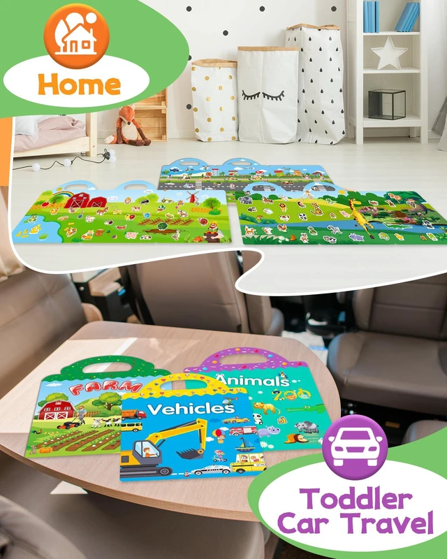 Alt view image 3 of 6 - Reusable Sticker Book for Toddlers, Stickers for Kids, Toddler Toy | Toddler Craft Activities, Toddler Travel Toys, Boy Girl Birthday Gifts, Airplane Travel & Road Trip Essentials Kids