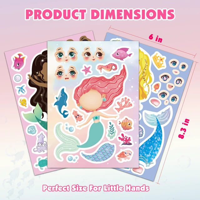 Alt view image 5 of 7 - Own Mermaid Sticker Sheets for Girls | For Crafts, Birthday Decorations, and Party Favors | 16 Designs 3 Each