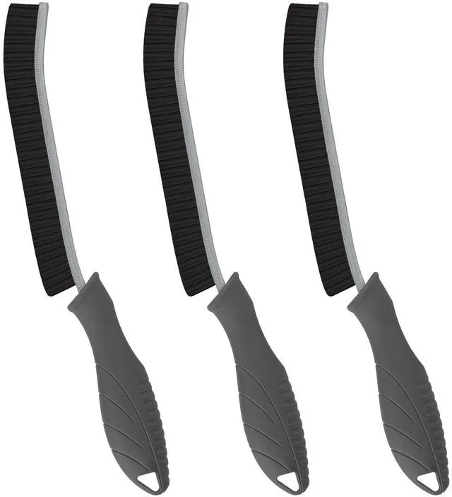 Main image of Hard Bristle Crevice Cleaning Brush - Cleaning Supplies - Household Crevice Cleaning Tools - Multi-Purpose Crevice Brushes for Kitchen, Toilet, Window, Vehicle, Faucets, Grout (3, Grey)