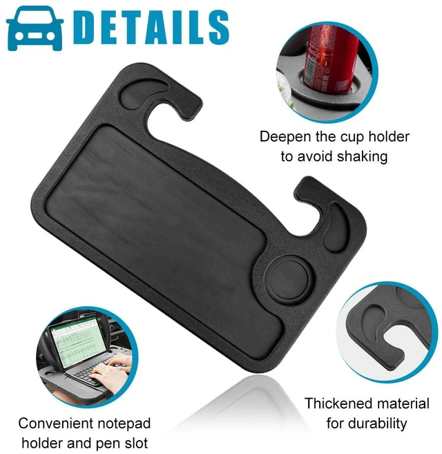 Alt view image 3 of 6 - Car Steering Wheel Desk, Auto Seat Stand Trays for Eating and Working, Double Sided Design Steering Wheel Table Desk for Laptop, Food, Car Accessories (Black)