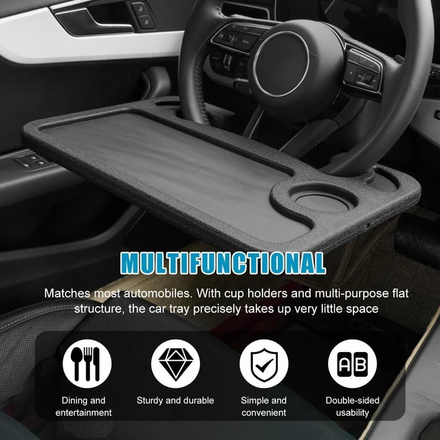 Alt view image 6 of 6 - Car Steering Wheel Desk, Auto Seat Stand Trays for Eating and Working, Double Sided Design Steering Wheel Table Desk for Laptop, Food, Car Accessories (Black)