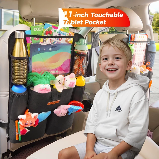 Alt view image 5 of 7 - Car Organizers and Storage, Upgraded Car Seat Organizer with 11-inch Touch Screen Tablet Holder, Backseat Car Organizer with 8 Pockets, Car Seat Protector Road Trip Essentials for Kids