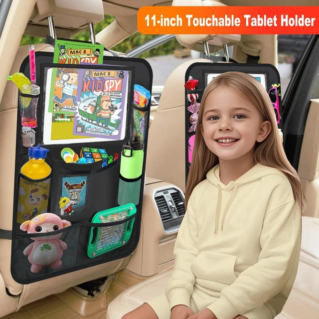 Alt view image 2 of 7 - 2 Pack Car Backseat Organizer Car Seat Organizer Back Seat Protector | Car Organizer Back Seat with 11" Tablet Holder, 10 Storage Pockets Car Seat Protectors for Kids Toddlers, Travel Accessories
