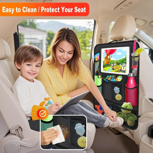 Alt view image 4 of 7 - 2 Pack Car Backseat Organizer Car Seat Organizer Back Seat Protector | Car Organizer Back Seat with 11" Tablet Holder, 10 Storage Pockets Car Seat Protectors for Kids Toddlers, Travel Accessories