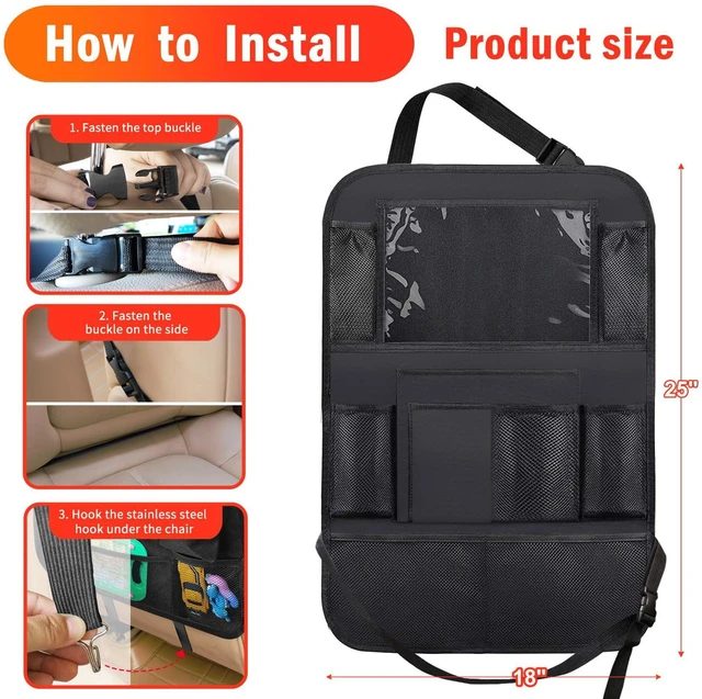 Alt view image 6 of 7 - 2 Pack Car Backseat Organizer Car Seat Organizer Back Seat Protector | Car Organizer Back Seat with 11" Tablet Holder, 10 Storage Pockets Car Seat Protectors for Kids Toddlers, Travel Accessories
