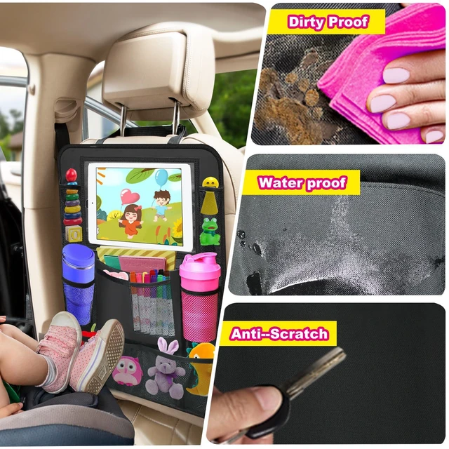 Alt view image 2 of 7 - 2 Pack Car Backseat Organizer, Car Seat Organizer Kick Mats Back Seat Protector with 11" Tablet Holder, Car Storage Organizer for Kids,10 Storage Pockets Travel Accessories