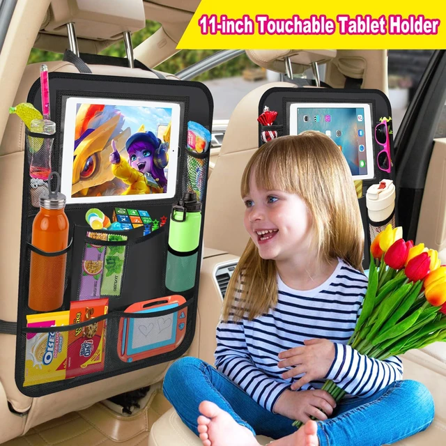 Alt view image 3 of 7 - 2 Pack Car Backseat Organizer, Car Seat Organizer Kick Mats Back Seat Protector with 11" Tablet Holder, Car Storage Organizer for Kids,10 Storage Pockets Travel Accessories