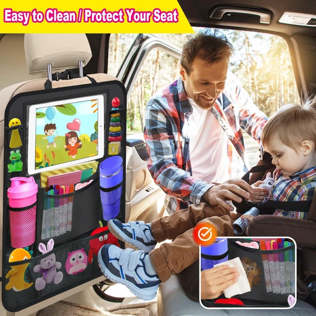 Alt view image 5 of 7 - 2 Pack Car Backseat Organizer, Car Seat Organizer Kick Mats Back Seat Protector with 11" Tablet Holder, Car Storage Organizer for Kids,10 Storage Pockets Travel Accessories