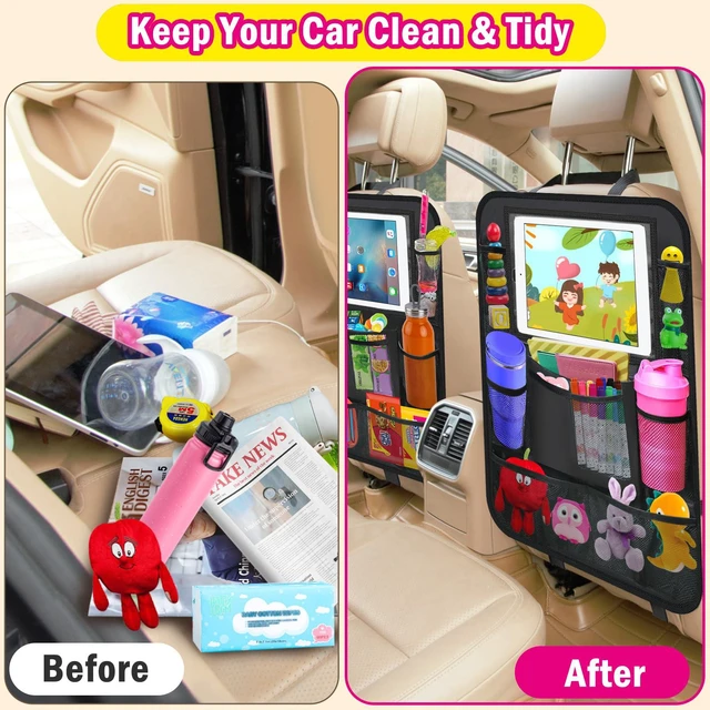 Alt view image 7 of 7 - 2 Pack Car Backseat Organizer, Car Seat Organizer Kick Mats Back Seat Protector with 11" Tablet Holder, Car Storage Organizer for Kids,10 Storage Pockets Travel Accessories