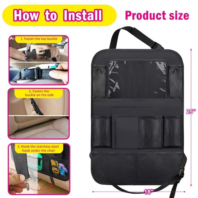 Alt view image 6 of 7 - 2 Pack Car Backseat Organizer, Car Seat Organizer Kick Mats Back Seat Protector with 11" Tablet Holder, Car Storage Organizer for Kids,10 Storage Pockets Travel Accessories