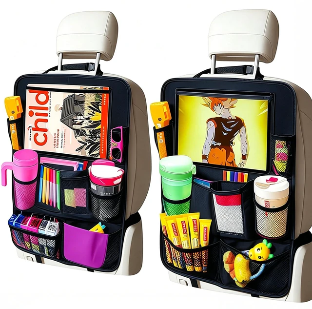 Main image of Car Organizer Kick Mats Back Seat Protector, Car Back Seat Organizer with Tablet Holder Pocket for Kids, Travel Accessories with 10 Storage Pockets, 2 Pack