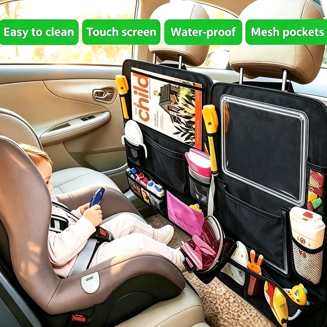Alt view image 7 of 7 - Car Organizer Kick Mats Back Seat Protector, Car Back Seat Organizer with Tablet Holder Pocket for Kids, Travel Accessories with 10 Storage Pockets, 2 Pack