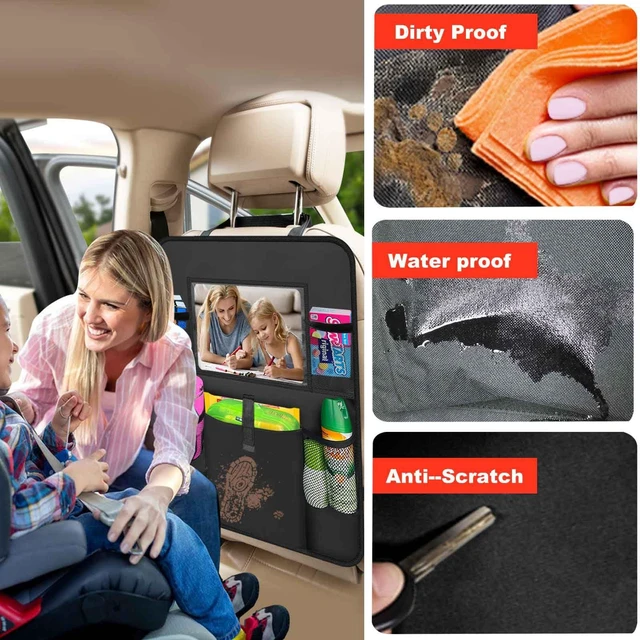 Alt view image 2 of 7 - 2 Pack Car Backseat Organizer with Touch Screen Tablet Holder,6 Storage Pockets Protectors Kick Mats,Car Back Seat Cover Protector Travel Accessories for Kids