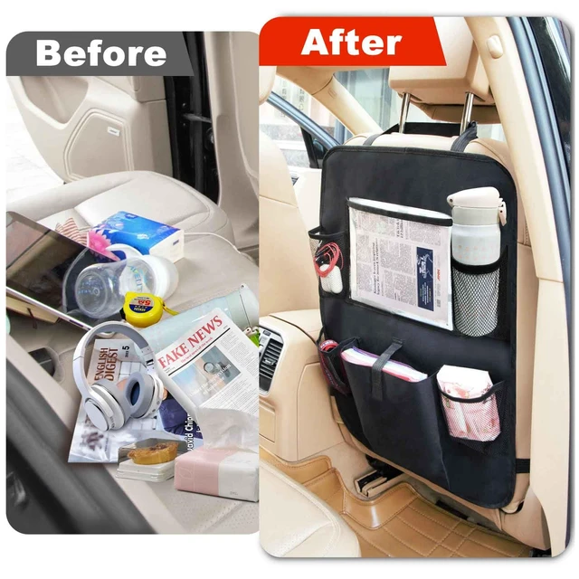 Alt view image 6 of 7 - 2 Pack Car Backseat Organizer with Touch Screen Tablet Holder,6 Storage Pockets Protectors Kick Mats,Car Back Seat Cover Protector Travel Accessories for Kids
