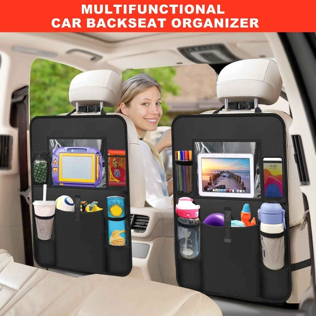 Alt view image 7 of 7 - 2 Pack Car Backseat Organizer with Touch Screen Tablet Holder,6 Storage Pockets Protectors Kick Mats,Car Back Seat Cover Protector Travel Accessories for Kids
