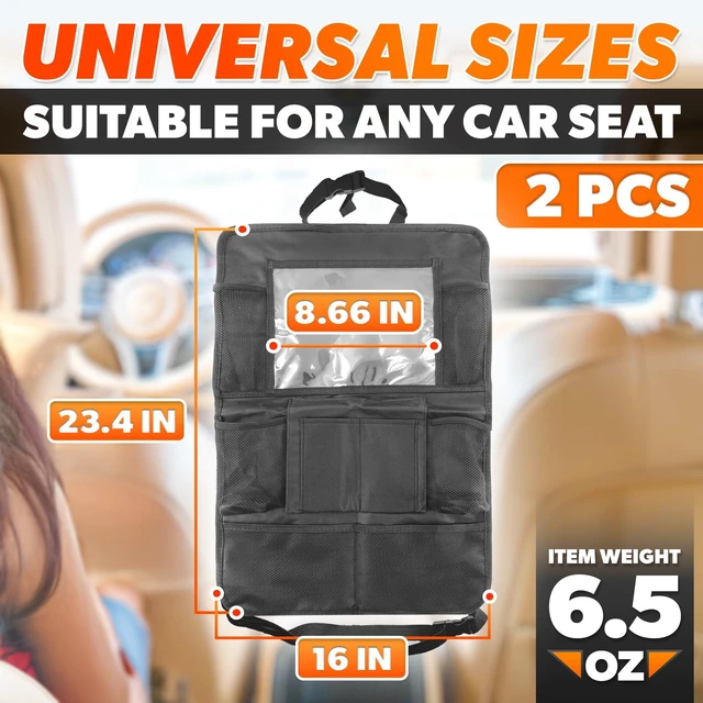 Alt view image 2 of 7 - 2 Pcs Hanging Seat Organizer for Backseat with 9 Large Pockets | Back Seat Car Organizer 2 Pack, ", Clear Tablet Slot, Adjustable Straps, Water-Resistant Polyester, Tool-Free Install