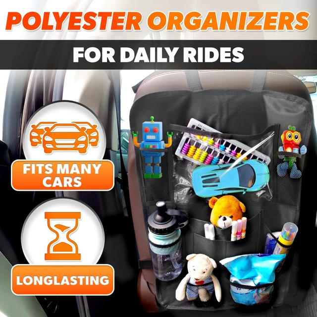 Alt view image 3 of 7 - 2 Pcs Hanging Seat Organizer for Backseat with 9 Large Pockets | Back Seat Car Organizer 2 Pack, ", Clear Tablet Slot, Adjustable Straps, Water-Resistant Polyester, Tool-Free Install