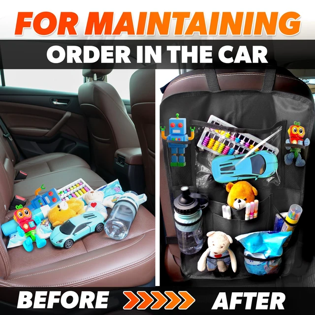Alt view image 7 of 7 - 2 Pcs Hanging Seat Organizer for Backseat with 9 Large Pockets | Back Seat Car Organizer 2 Pack, ", Clear Tablet Slot, Adjustable Straps, Water-Resistant Polyester, Tool-Free Install