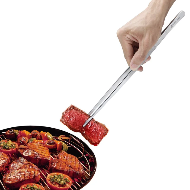 Alt view image 6 of 6 - 12 Inch Kitchen Tweezers Fine Tweezer Tongs, Stainless Steel Food Tweezers Multi-function Precision Serrated Tips Cooking Tongs Kitchen Serving Tong
