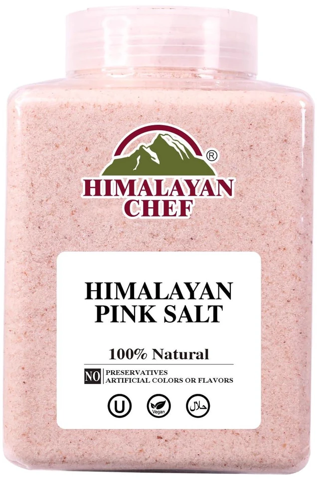 Main image of Chef Pink Salt Fine Grain, 5 lbs Plastic Jar - Pure, Natural, , Non-GMO, Mineral-Rich, for Cooking, Seasoning, Baking, Table Use