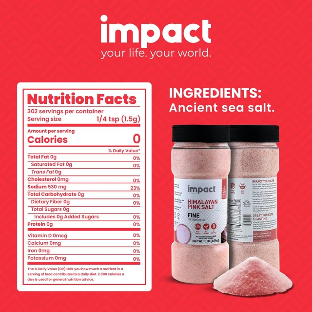 Alt view image 2 of 6 - Impact - Fine Himalayan Pink Sea Salt - Shaker - 1 lb | No Additives, Rich In Trace Minerals, Non-GMO, Gluten-Free, Convenient Shaker, Ideal For Seasoning And Cooking