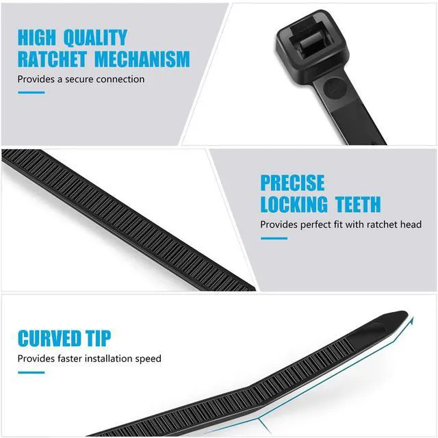 Alt view image 5 of 5 - Zip Ties 12 inch (100 Pack), Black, 50 lb, UV Resistant Cable Ties for indoor and outdoor use,