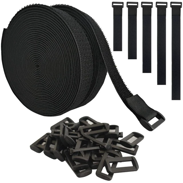 Main image of 40ft Hook and Loop Straps with 60 Buckles, Adjustable Reusable Cable Straps, Arbitrarily Cut Fixing Nylon Cinch Strap