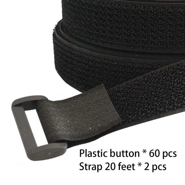 Alt view image 3 of 6 - 40ft Hook and Loop Straps with 60 Buckles, Adjustable Reusable Cable Straps, Arbitrarily Cut Fixing Nylon Cinch Strap