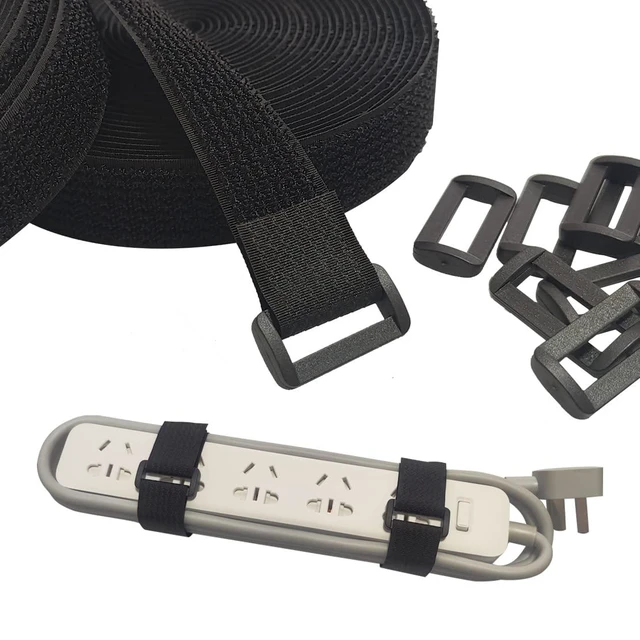 Alt view image 4 of 6 - 40ft Hook and Loop Straps with 60 Buckles, Adjustable Reusable Cable Straps, Arbitrarily Cut Fixing Nylon Cinch Strap