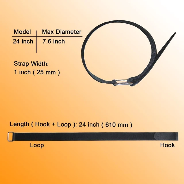 Alt view image 2 of 7 - 24 inch Hook and Loop Cable Strap - Reusable Fastening Strap - 12 PACK 1 inch Wide Nylon Cable Cinch Wrap