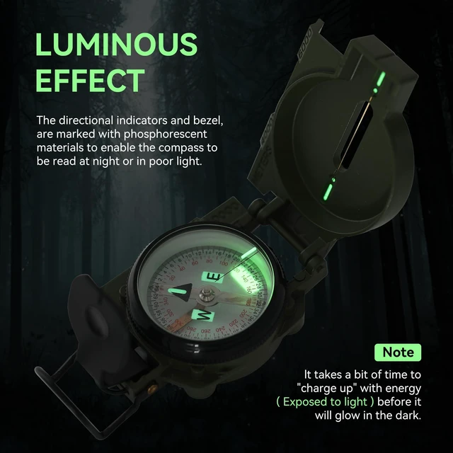 Alt view image 4 of 7 - Compass for Hiking, with Aluminum Alloy Case, Compass for Hiking | Aluminum Alloy, Bubble-Free Liquid Capsule, Tritium & Luminous Markers, Sight, Waterproof & Durable