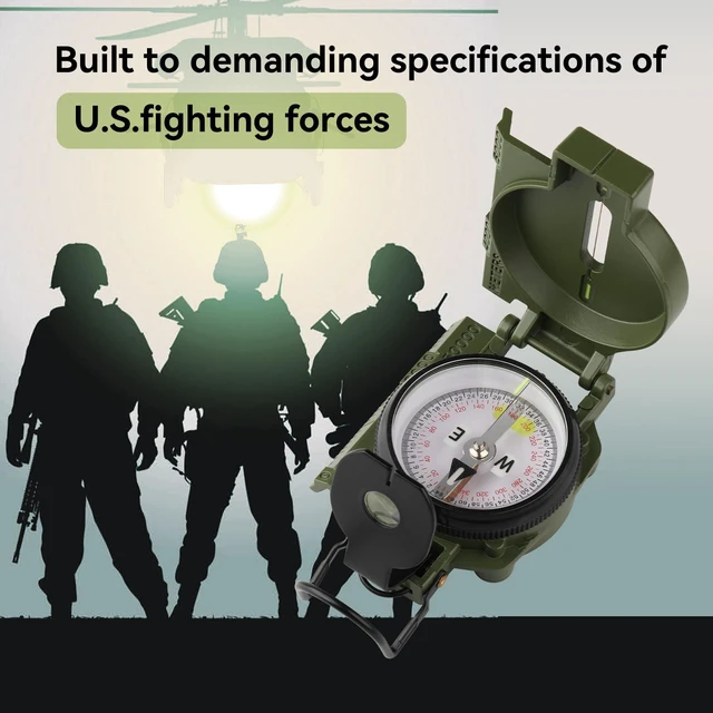 Alt view image 5 of 7 - Compass for Hiking, with Aluminum Alloy Case, Compass for Hiking | Aluminum Alloy, Bubble-Free Liquid Capsule, Tritium & Luminous Markers, Sight, Waterproof & Durable