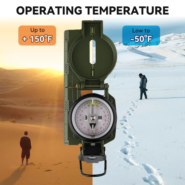 Alt view image 6 of 7 - Compass for Hiking, with Aluminum Alloy Case, Compass for Hiking | Aluminum Alloy, Bubble-Free Liquid Capsule, Tritium & Luminous Markers, Sight, Waterproof & Durable