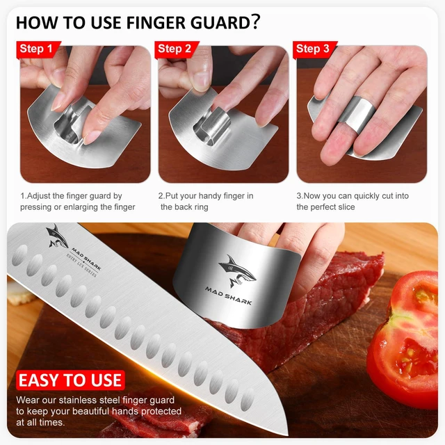 Alt view image 3 of 6 - 2pcs Chef Finger Guards for Cutting aid | Stainless Steel Protectors for Cutting, Avoid Hurting, Slicing and Chopping Kitchen Tools