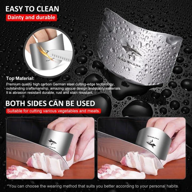 Alt view image 5 of 6 - 2pcs Chef Finger Guards for Cutting aid | Stainless Steel Protectors for Cutting, Avoid Hurting, Slicing and Chopping Kitchen Tools