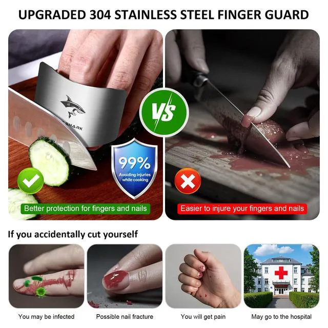 Alt view image 4 of 6 - 2pcs Chef Finger Guards for Cutting aid | Stainless Steel Protectors for Cutting, Avoid Hurting, Slicing and Chopping Kitchen Tools