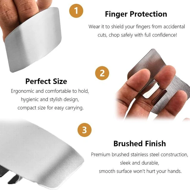 Alt view image 3 of 7 - wefaner Stainless Steel Finger Guards for Cutting, Hand Protector Finger Protector Avoid Injury When Cutting Vegetables, Meat, Slicing and Dicing Safe Chopping Tools. (2)