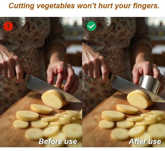 Alt view image 5 of 7 - wefaner Stainless Steel Finger Guards for Cutting, Hand Protector Finger Protector Avoid Injury When Cutting Vegetables, Meat, Slicing and Dicing Safe Chopping Tools. (2)