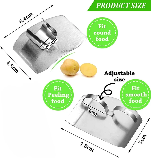 Alt view image 5 of 7 - 3Pcs Finger Guard for Cutting, 2 Styles, One & Double finger Kitchen Tool, Stainless Steel Knife Cutting Protector Cutting aid, Adjustable Hand Guard Protect Fingers, Avoid Knife Hurting