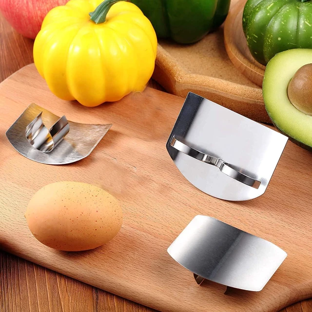 Alt view image 3 of 7 - 3Pcs Finger Guard for Cutting, 2 Styles, One & Double finger Kitchen Tool, Stainless Steel Knife Cutting Protector Cutting aid, Adjustable Hand Guard Protect Fingers, Avoid Knife Hurting