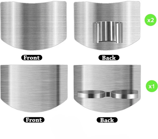 Alt view image 4 of 7 - 3Pcs Finger Guard for Cutting, 2 Styles, One & Double finger Kitchen Tool, Stainless Steel Knife Cutting Protector Cutting aid, Adjustable Hand Guard Protect Fingers, Avoid Knife Hurting