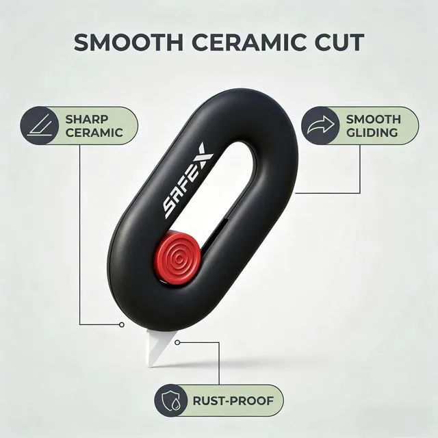 Alt view image 3 of 7 - Ceramic Box Cutter Retractable Package Opener Mini Safety Magnet | Built-In Magnetic Cute Small kawaii Keychain Box Opener for women pocket Safe ceramic blade package opener for home office