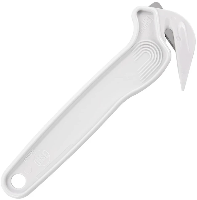 Main image of Disposable Film Cutter | NSF Certified Food Safe Safety Box Cutter & Bladeless Tape Splitter | Perfect for Cryovac, Plastic Bags, & Shrink Wrap | White
