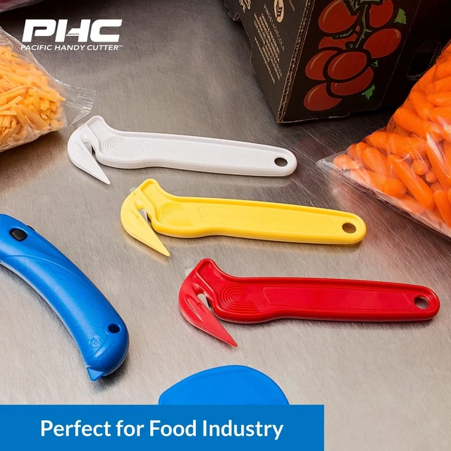 Alt view image 4 of 7 - Disposable Film Cutter | NSF Certified Food Safe Safety Box Cutter & Bladeless Tape Splitter | Perfect for Cryovac, Plastic Bags, & Shrink Wrap | White