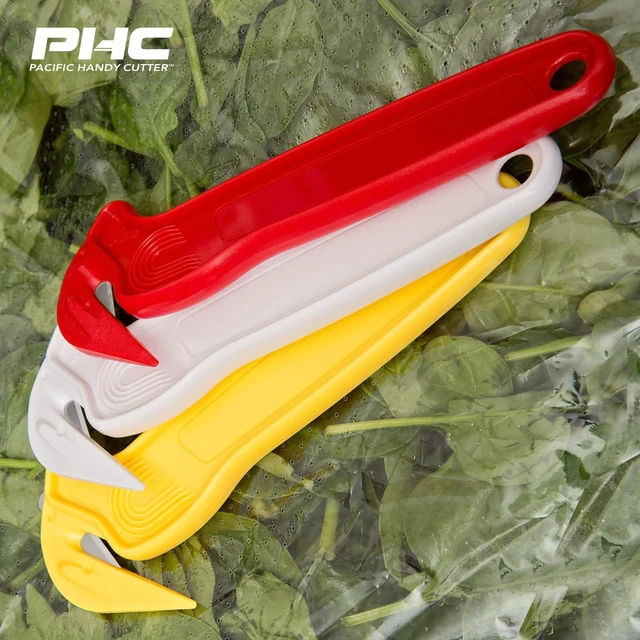 Alt view image 6 of 7 - Disposable Film Cutter | NSF Certified Food Safe Safety Box Cutter & Bladeless Tape Splitter | Perfect for Cryovac, Plastic Bags, & Shrink Wrap | White