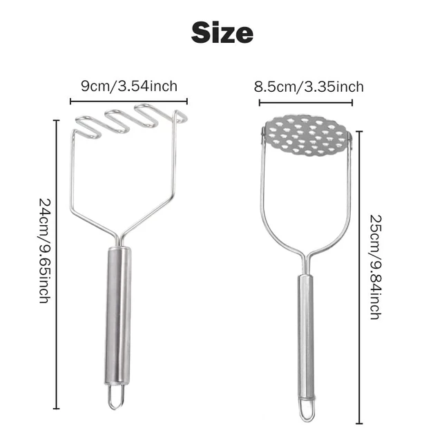 Alt view image 2 of 7 - 2 Pcs Potato Masher,Stainless Steel Potato Smasher Kitchen Tools and Utensils for Vegetable Fruit Melon Potatoes and Salad